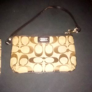 Brown coach wristlet